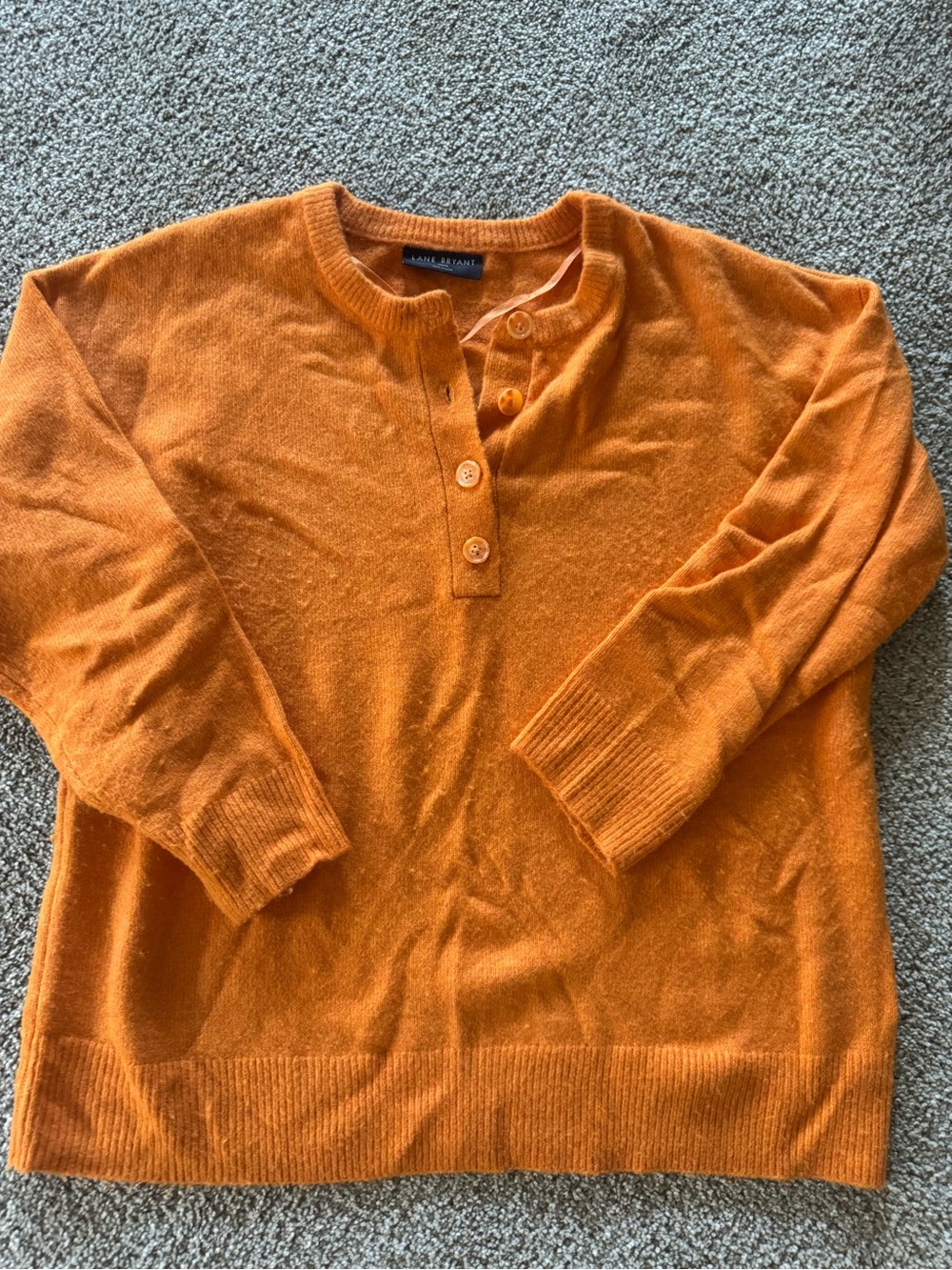 Lane Bryant Orange Button Henley Sweater size 14